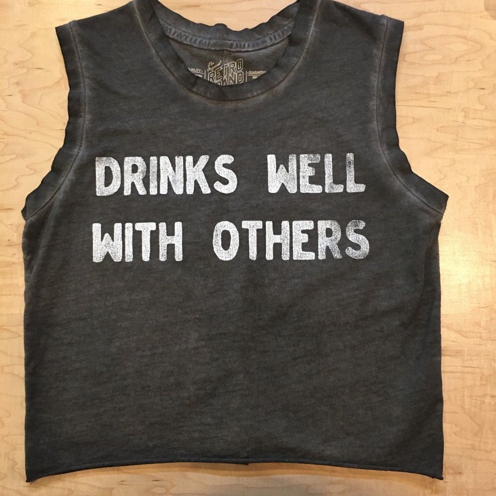 retro brand “drinks well with others”crop top